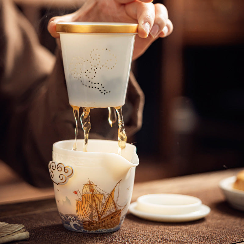 Smooth Sailing Blanc De Chine Travel Tea Set