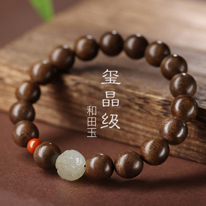 Zodiac Hetian Jade Agarwood Bracelet