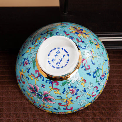 Auspicious Court Style Enamel Color Bone China Bowl