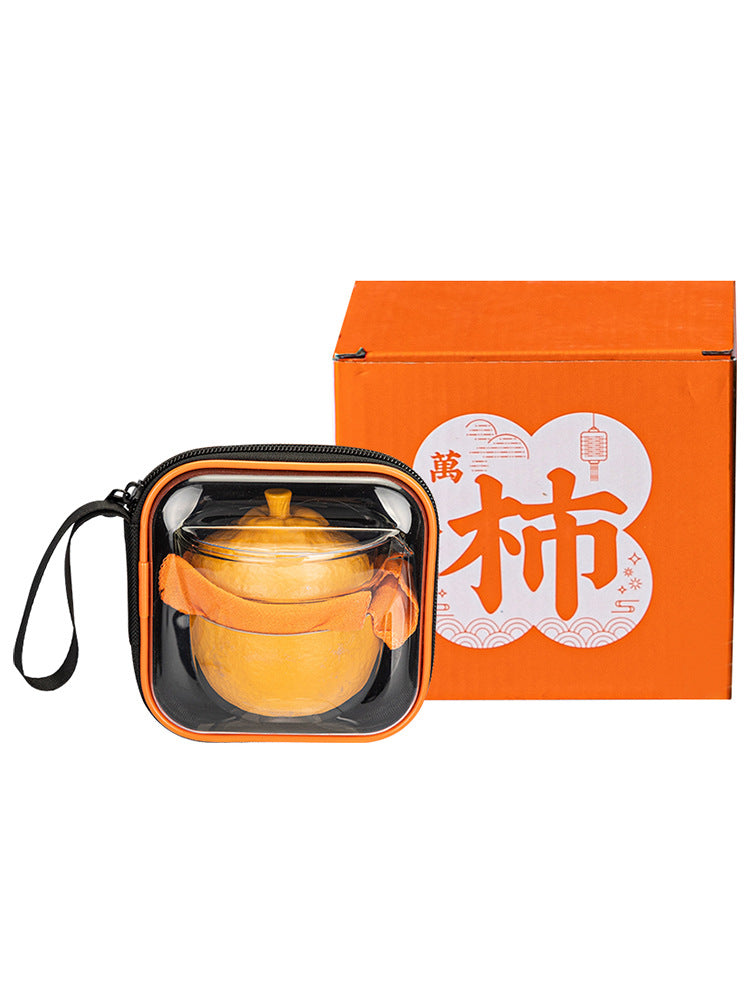 Dehua Orange Ceramic Outdoor Travel Tea Set