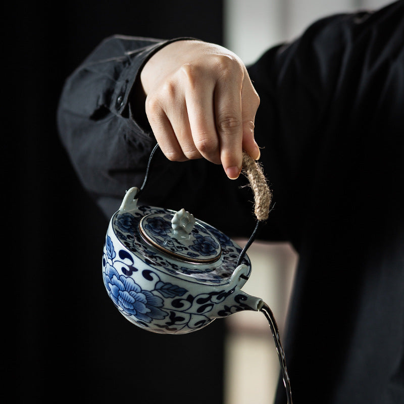 Blue Glaze Bamboo Hat Teapot