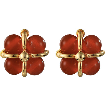 Light Luxury Garnet/Red Agate Sterling Gold Earrings