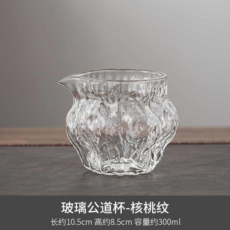 Japanese Style Walnut Pattern Glass Fair Cup Thick Heat-Resistant Transparent Hammer Pattern Fair Cup Tea Pitcher Kung Fu Tea Utensils