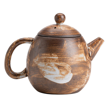 Japanese Style Handmade Stoneware Shadow White Dragon Teapot