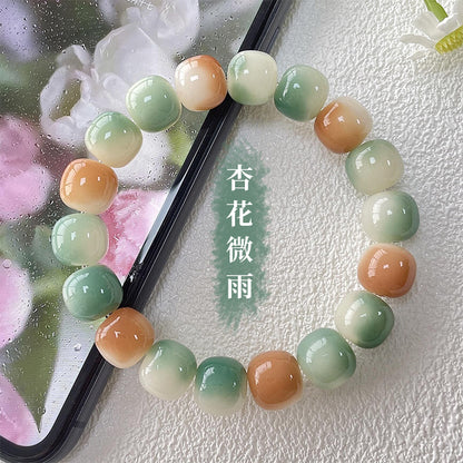 Lime White Jade Bodhi Root Buddha Beads Bracelet