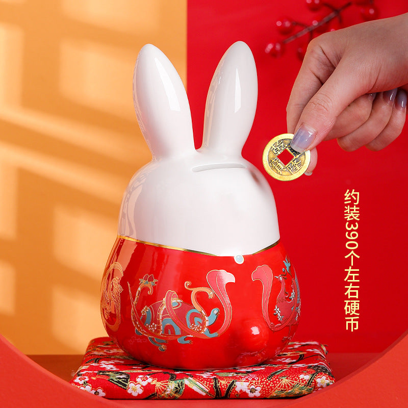 Rabbit Zodiac Rabbit Large Cute Saving Piggy Bank Ceramic Creative Mascot Doll Decoration Hand Gift