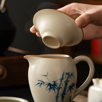 Beige Hand Painted Ru Ware Tea Strainer Ceramic Household Tea Brewing Artifact Tea Strainer Tea Strainer Kung Fu Tea Utensils