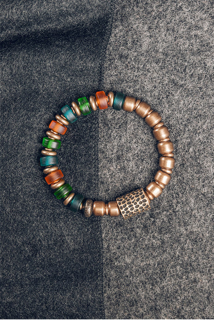 Retro Ethnic Style Nepal Glass Bead Copper Bracelet