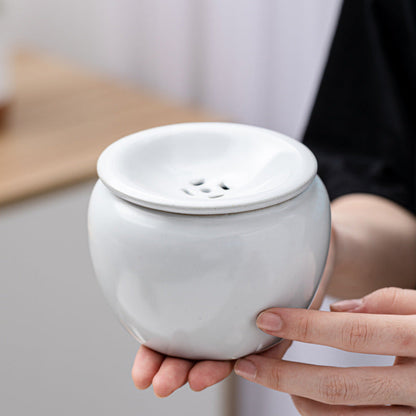 Japanese Style Coarse Pottery Small Ceramic Tea Residue Barrel