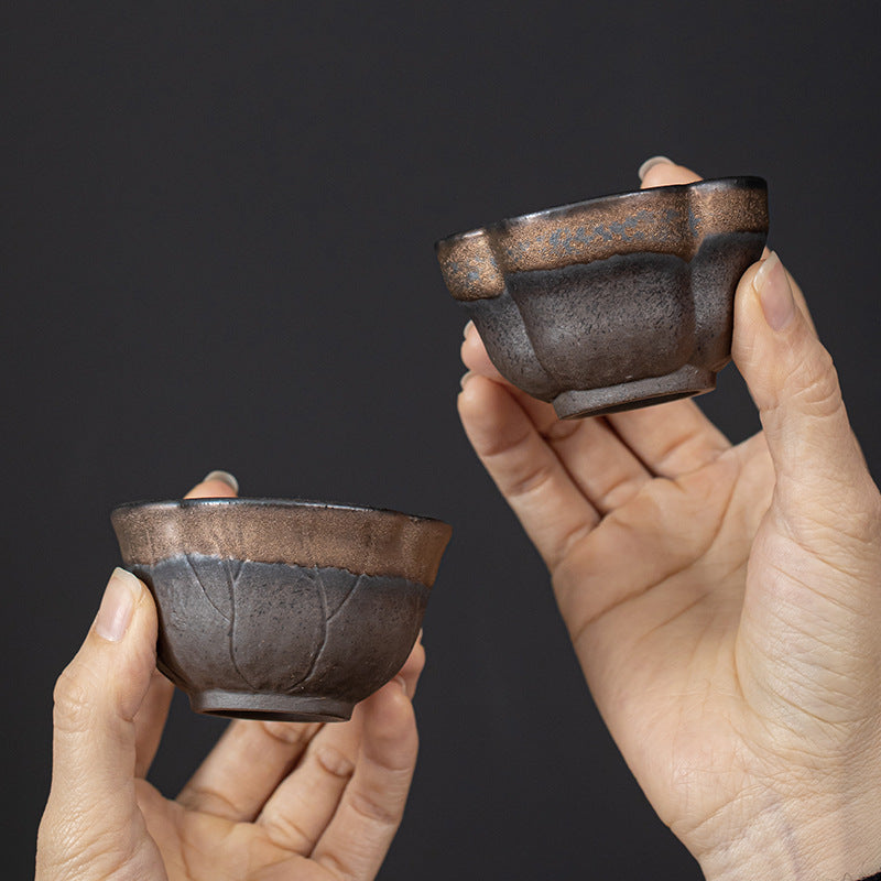 Japanese Gold Iron Glaze Stoneware Tea Cup