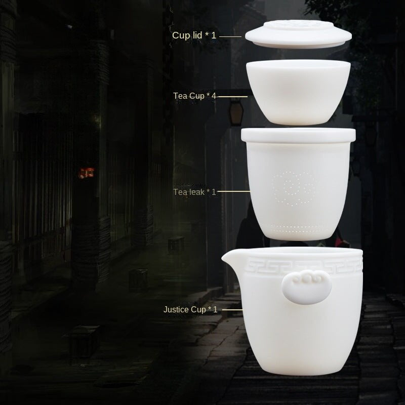 White Jade Porcelain Travel Tea Cups