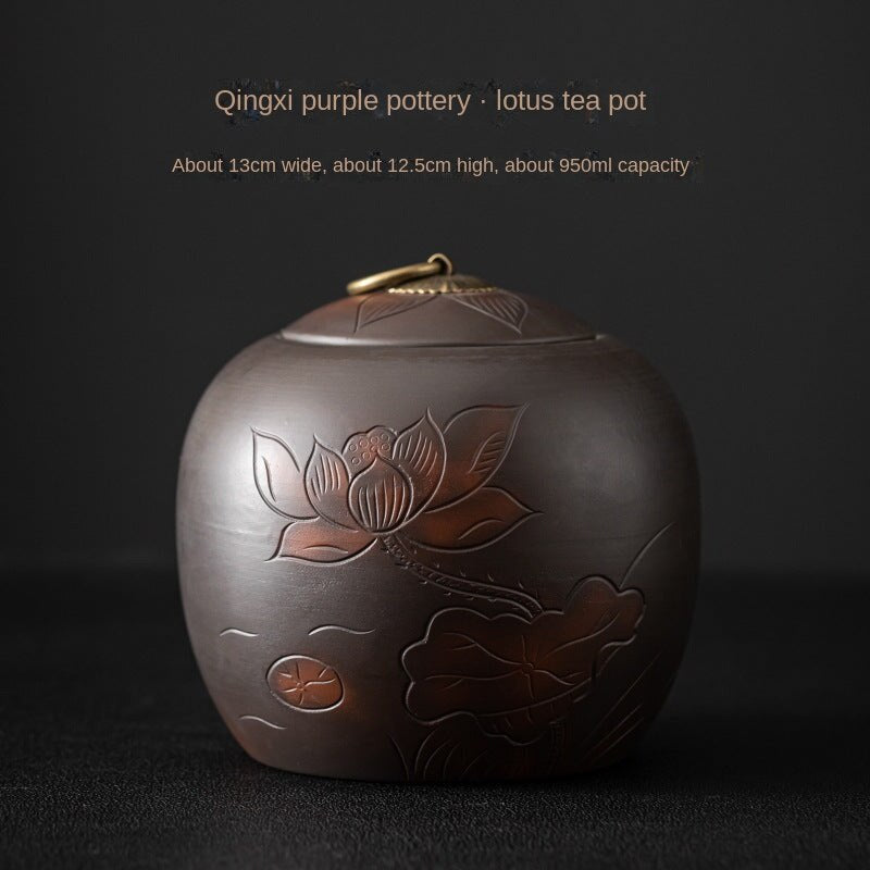 Qingxi Purple Pottery Tea Pot Large Capacity Household Ceramic Sealed Tea Pot Handmade Jump Knife Glaze-Free Grinding Guangda Tea Warehouse