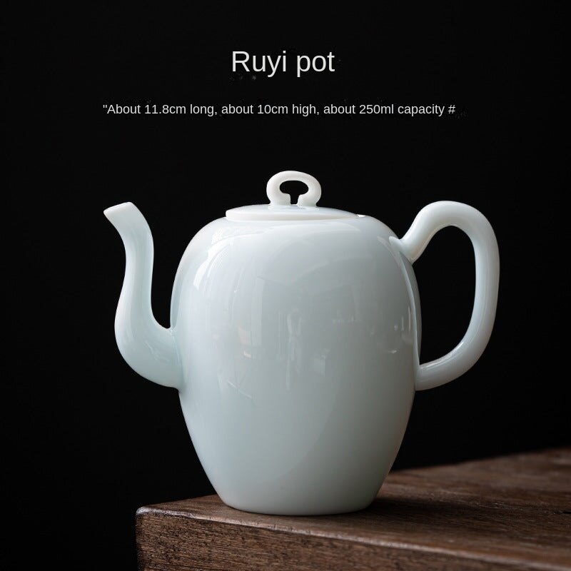 Misty Blue Ruyi Kettle Egg-Shell Porcelain Celadon Teapot