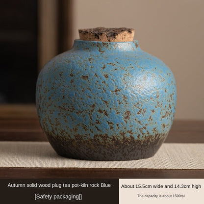 Wooden Plug Ceramic Stoneware Tea Tins