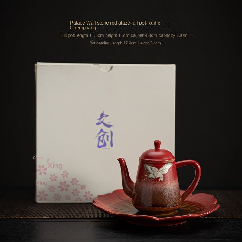 Chinese Style Handmade Coarse Pottery Small Ruihe Teapot