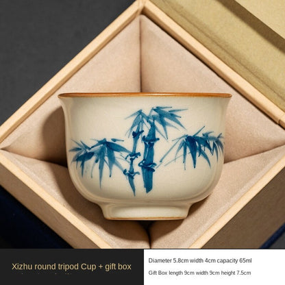 Hand-Painted Beige Ru Kiln Tea Cup