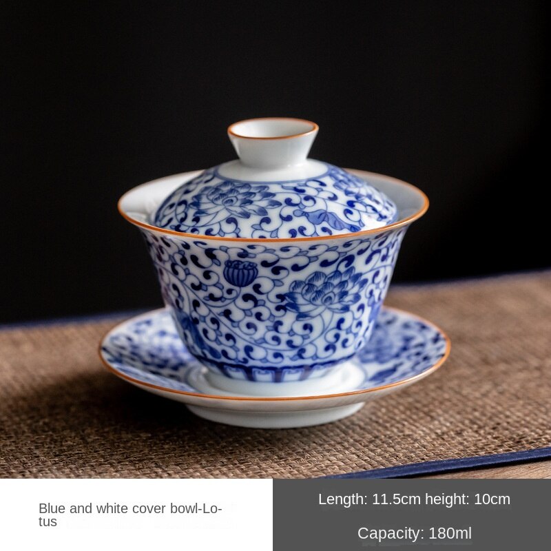 Retro Blue and White Porcelain  Gaiwan