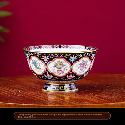 4 inches Gold Painted Enamel Color Bone China Bowl