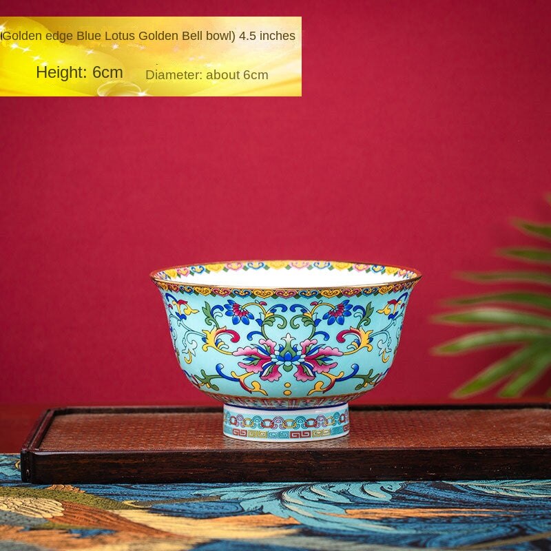 Powder Enamel High-Footed Jingdezhen Antique-style Porcelain Bowl