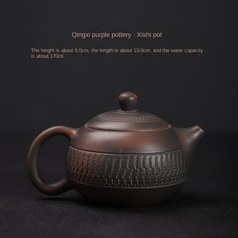 Handmade Jump Knife Pattern Glazed Polished Ceramic Teapot