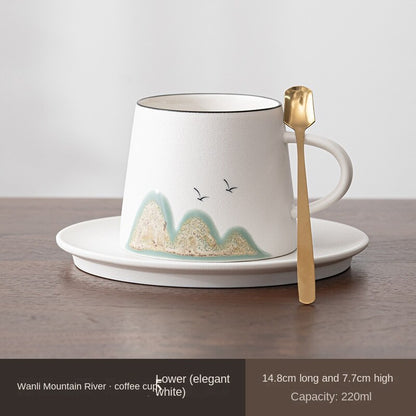 Wanli Mountain River Hand-Painted Ceramic Coffee Cup