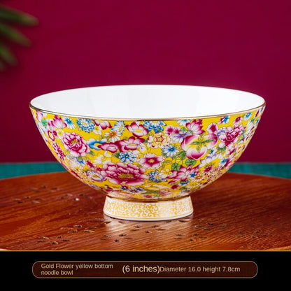 6 inches Gold Painting Enamel Color Noble Bone China Bowl