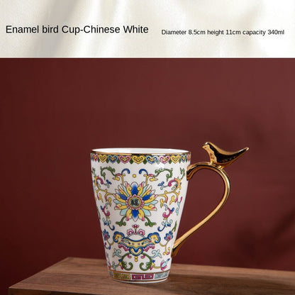 Gold-Painted Enamel Color Blue and White Water Cup