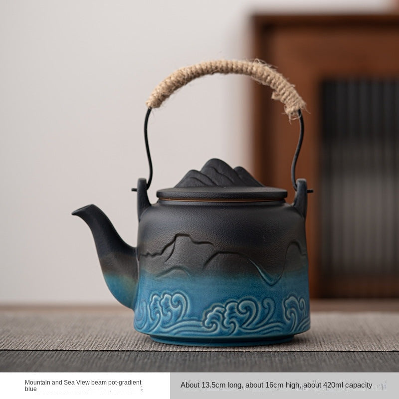 Mountain and Sea View Gradient Loop-Handled Teapot