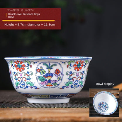 4 inches Double-Layer Enamel Color Noble Bone China Bowl