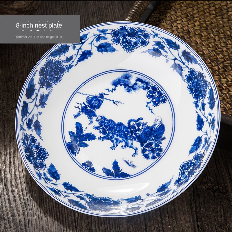 Vintage Blue and White Floral Pattern Ceramic Bowl