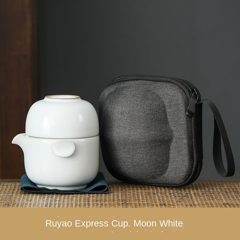 Portable Ru Kiln Tea Cup Set