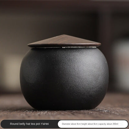 Japanese Style Coarse Pottery Small Tea Jar