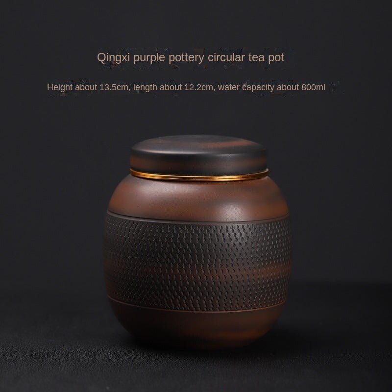 Qingxi Purple Pottery Cylinder Tea Pot Chinese Style Large Handmade Blind Dagger Porcelain Sealed Tea Container Black Tea Half a Catty Package