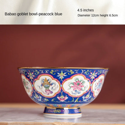 Auspicious Enamel Color Bone China Ceramic Bowl