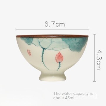 Hand-Painted Lotus Ceramic Tea Cup