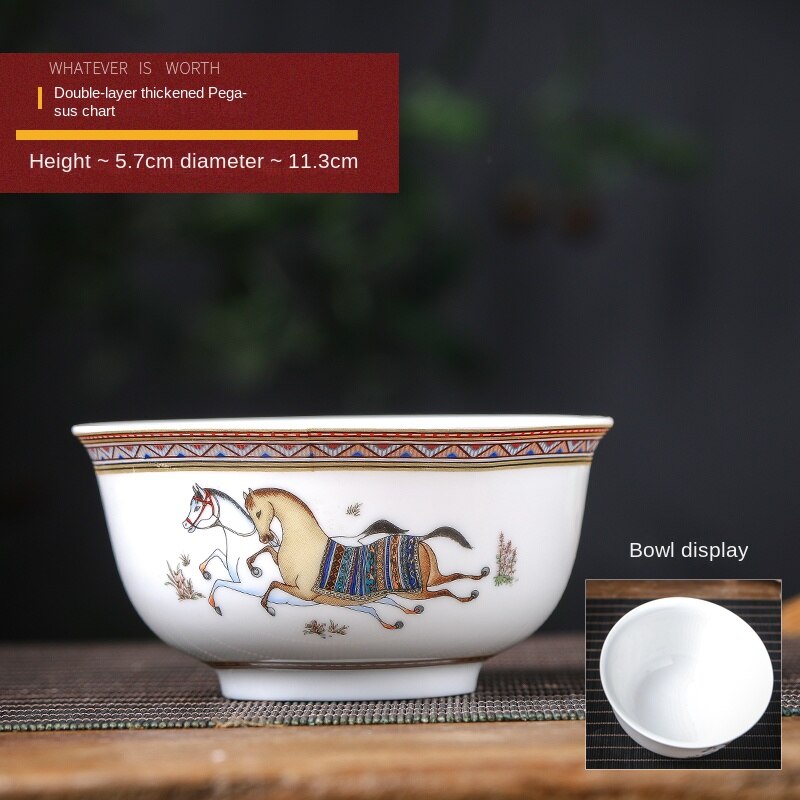 4 inches Double-Layer Enamel Color Noble Bone China Bowl