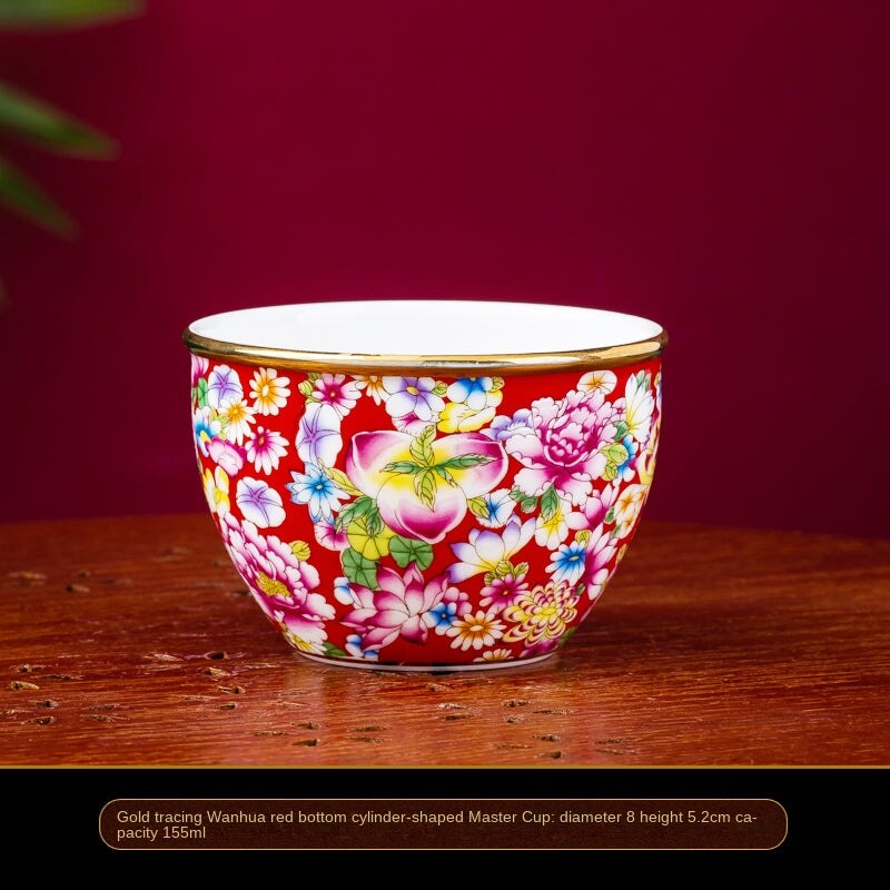 Gold Painted Flowers Enamel Color Noble Bone China Cup