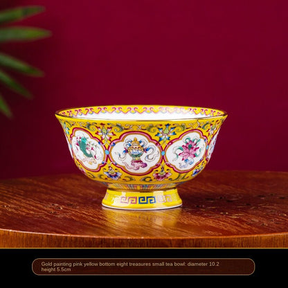 4 inches Gold Painted Enamel Color Bone China Bowl