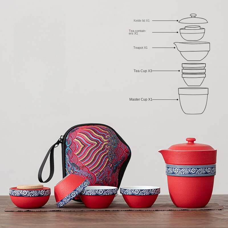 Retro Pattern Design Portable Travel Tea Set