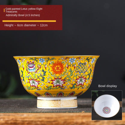 Gold Painted Enamel Color Noble Bone China Bowl