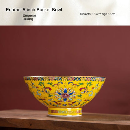 Auspicious Court Style Enamel Color Bone China Bowl