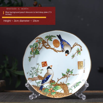 Flowers and Birds Enamel Color Noble Bone China Plate