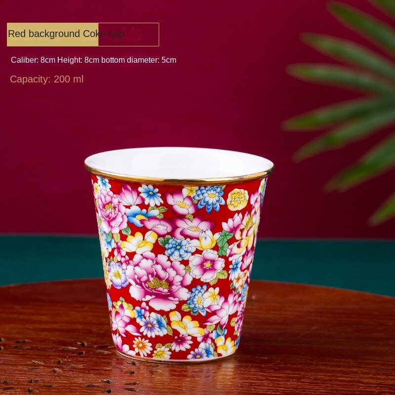 Gold Painted Enamel Color Noble Bone China Tumbler Cup