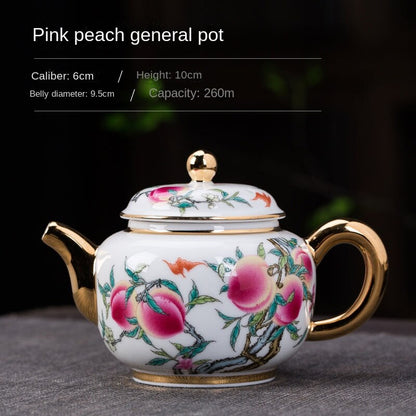 Gold Painting Longevity Peach General Pot Root Carving Pot