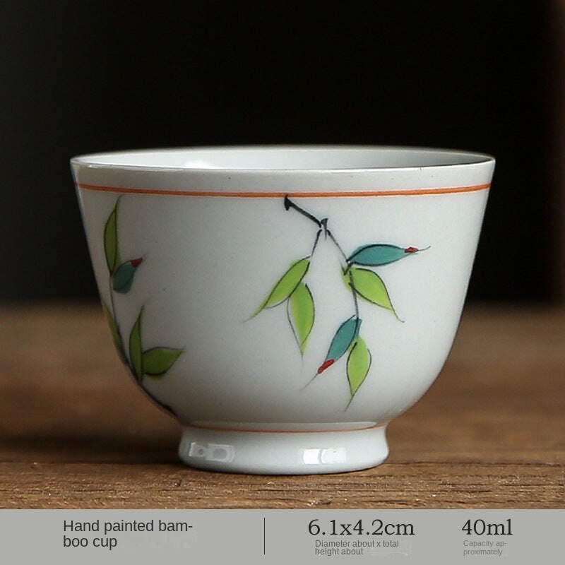 Hand Painted Bamboo Ceramic Tea Cup