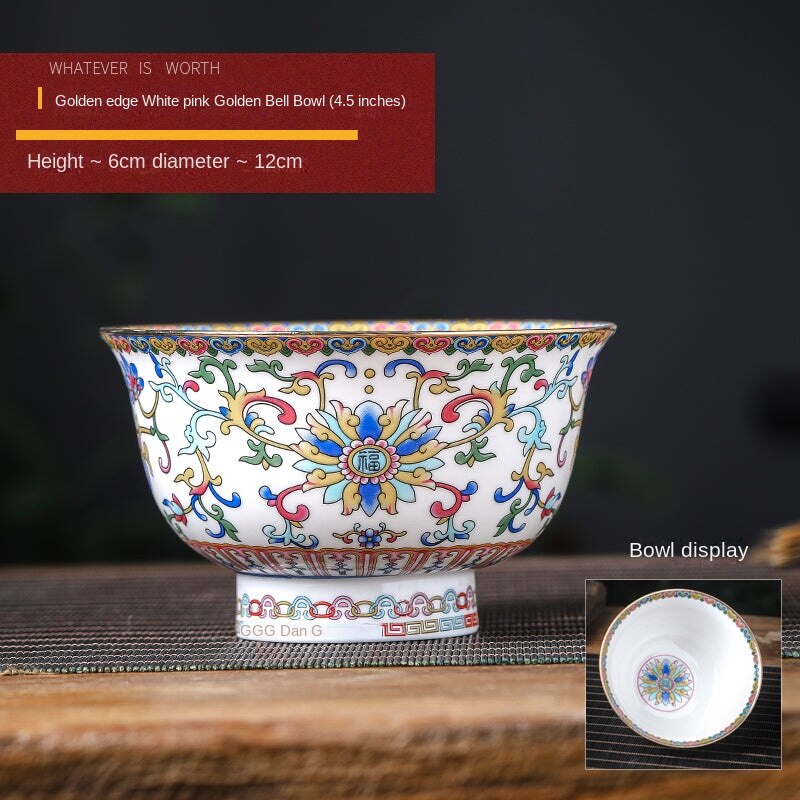Powder Enamel High-Footed Jingdezhen Antique-style Porcelain Bowl