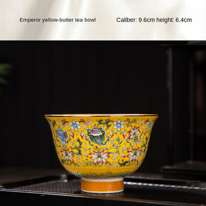 Court Gilded Enamel Colored Butter Tea Bowl