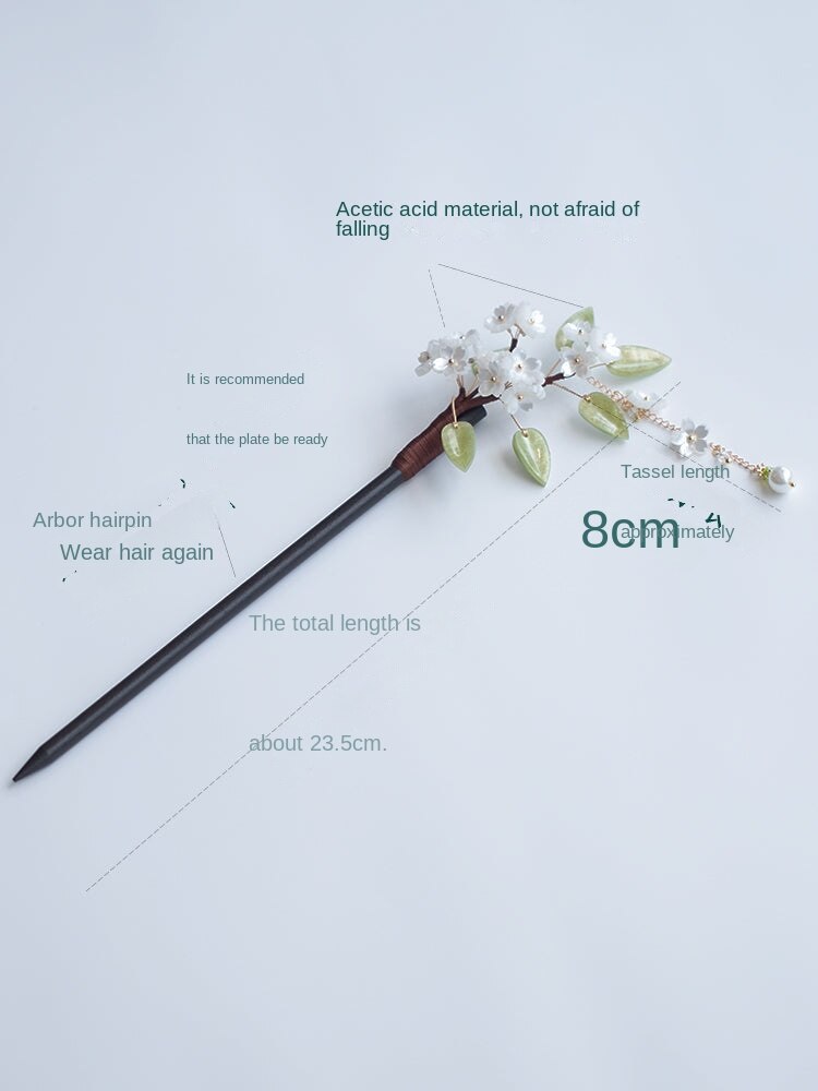 Exquisite Purple Flower Leaves Tassel Pearl Hairpin