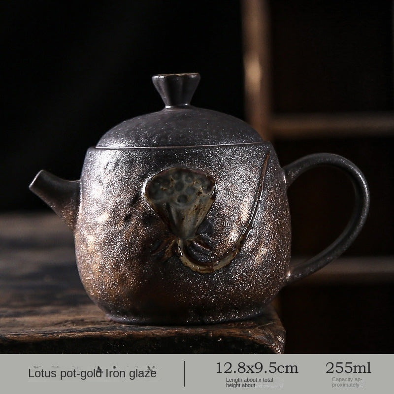 Lotus Seedpod Gilding Iron Glaze Stoneware Teapot