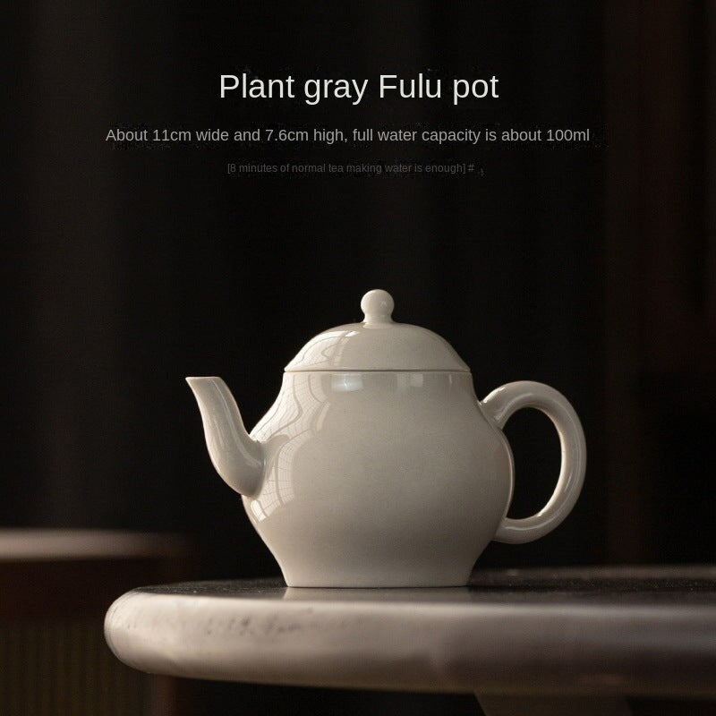 Grass and Wood Gray Ceramic Teapot
